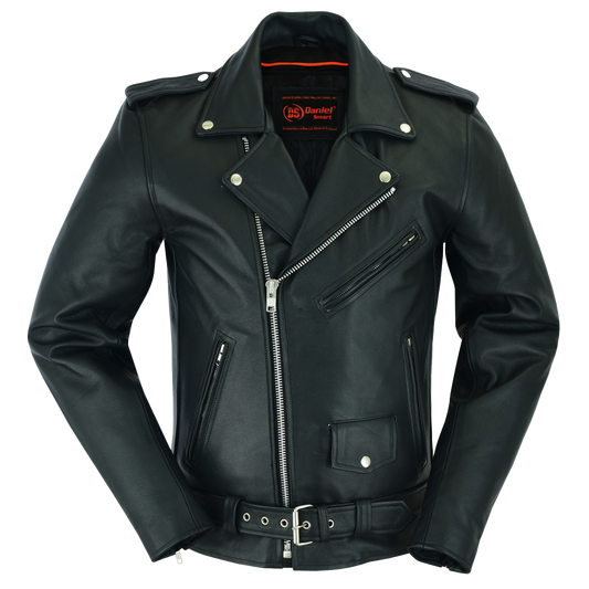 Classic Police Style Motorcycle Jacket in Tall Size