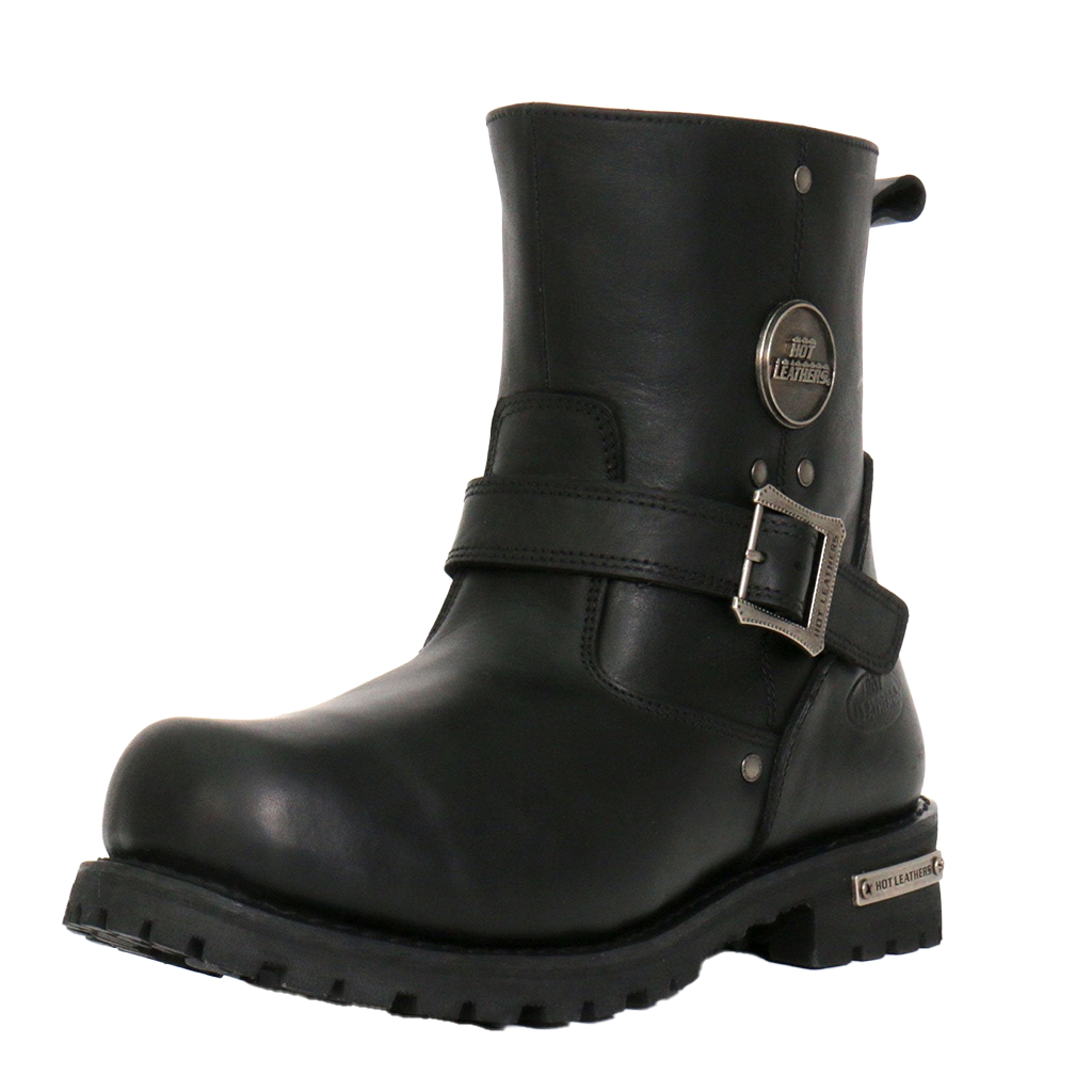 Black Round Toe Engineer Boot