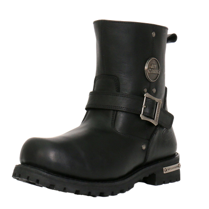 Black Round Toe Engineer Boot