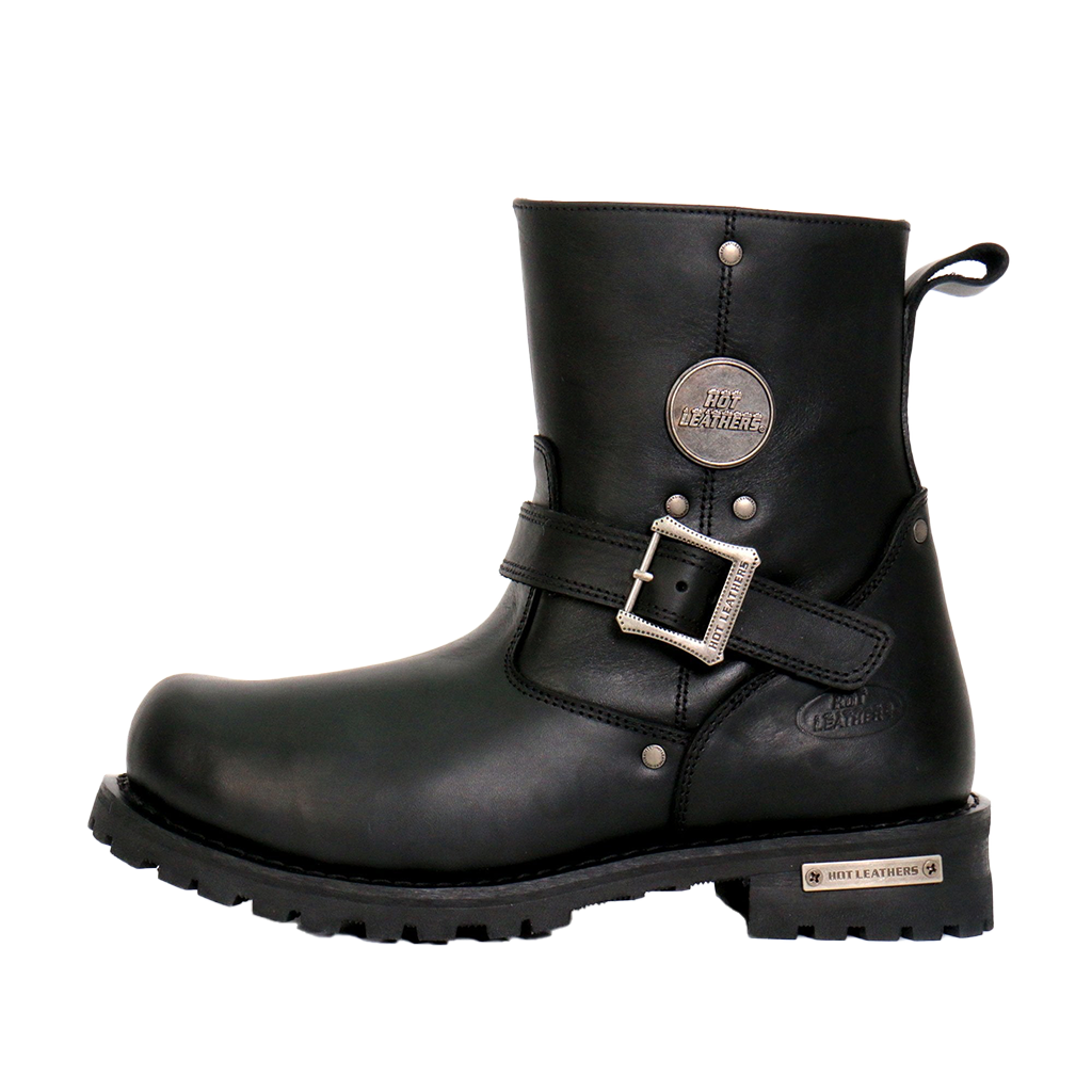 Black Round Toe Engineer Boot