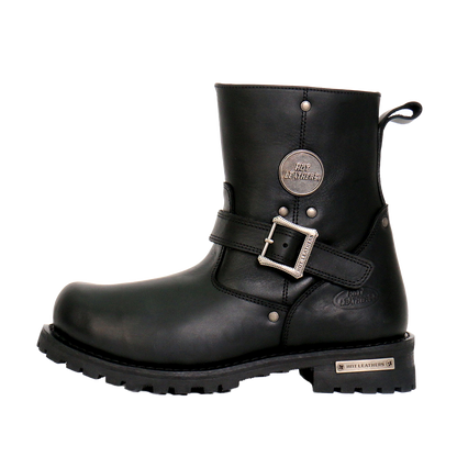 Black Round Toe Engineer Boot