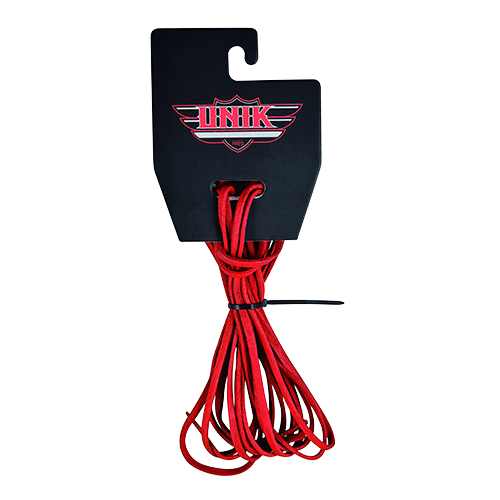 Six-foot red premium cowhide leather laces for motorcycle vests and leather gear.