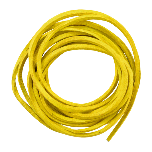A coil of yellow leather laces