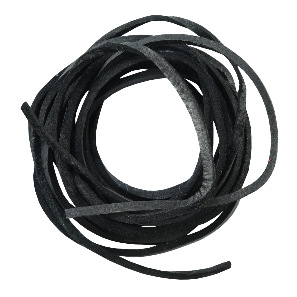 A coiled black leather lace.