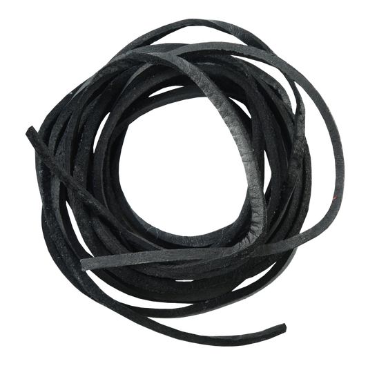 A coiled black leather lace.