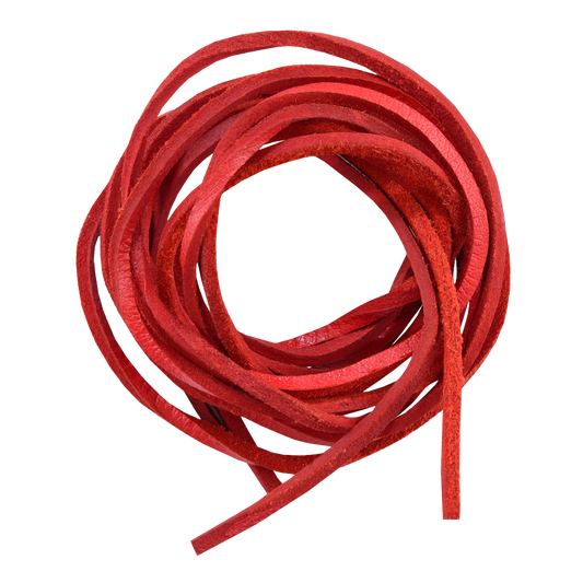 A coil of red leather laces.