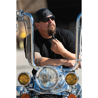 Black Leather Biker Beard Wrap