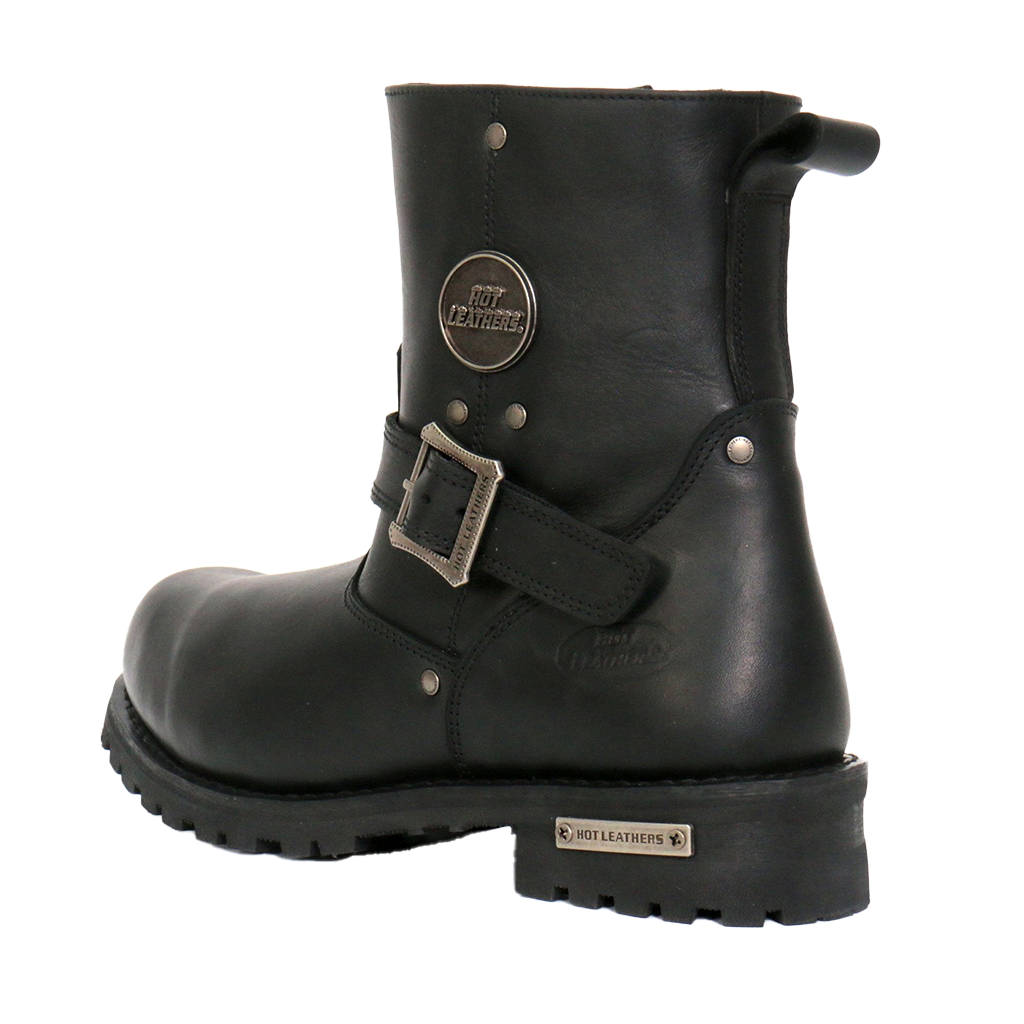 Black Round Toe Engineer Boot