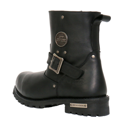 Black Round Toe Engineer Boot