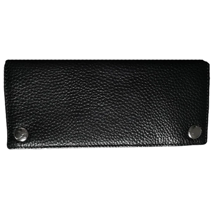 7 Inch Solid Black Full-Grain Leather Wallet Front