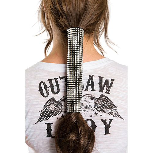 Black Suede Biker Hair Wrap With Rhinestones