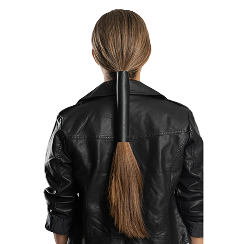 Black Leather Hair Accessory For Long Hair Riders