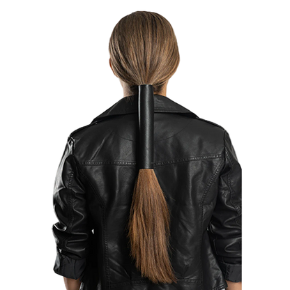 Black Leather Hair Accessory For Long Hair Riders