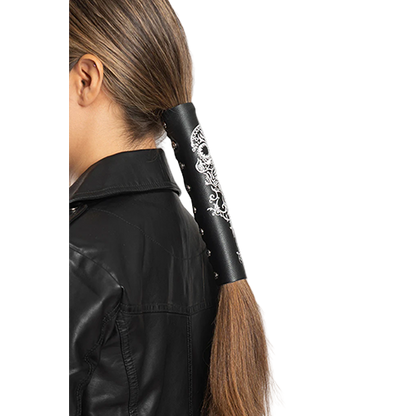 Tribal Skull Embossed Leather Hair Accessory