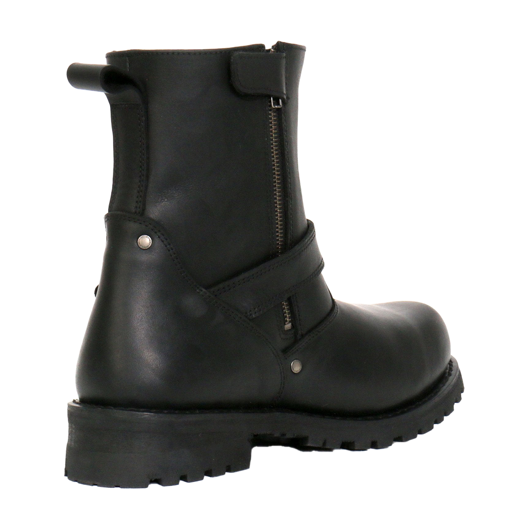 Black Round Toe Engineer Boot