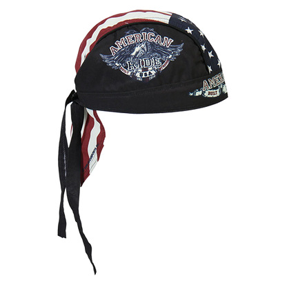 Black headwrap with American flag design and 'American Pride' text.
