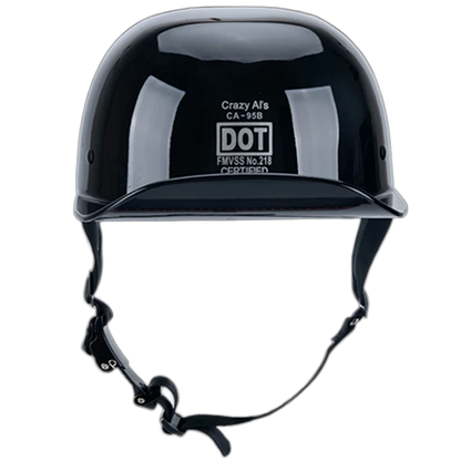 Crazy Al’s Gloss Black Baseball Pro Mini Motorcycle Helmet