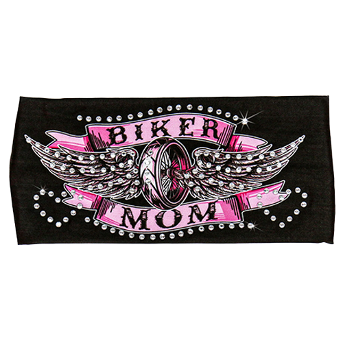 Rhinestone Motorcycle Hair Wrap For Biker Moms Front View