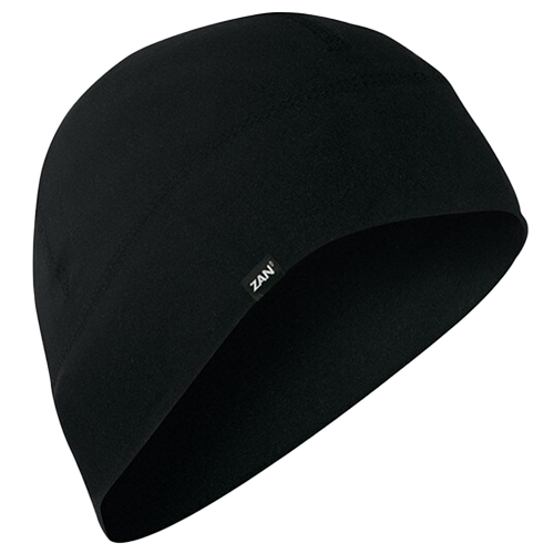 A solid black beanie with a snug fit, designed to cover the head and ears, displayed against a plain background.
