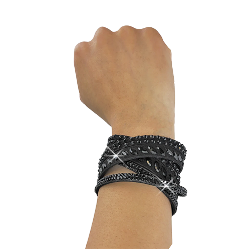 Faux Suede Black Bling Biker Jewelry
