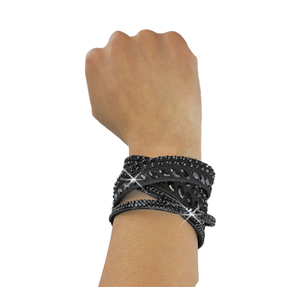 Faux Suede Black Bling Biker Jewelry