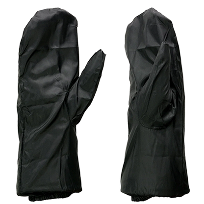 Removable black rain over-mittens included with the leather thermal motorcycle gloves.
