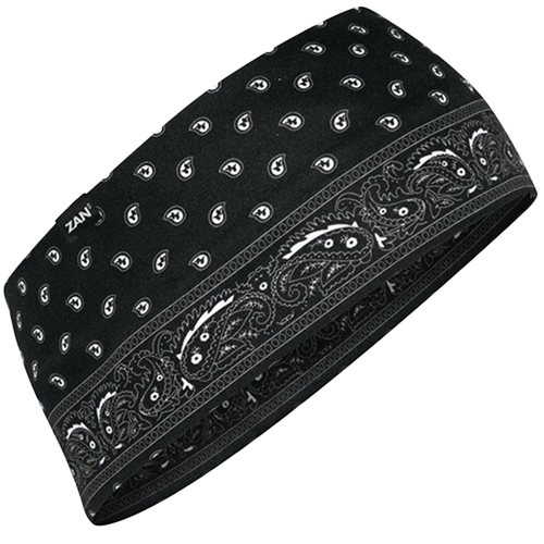 Moisture wicking black paisley headband