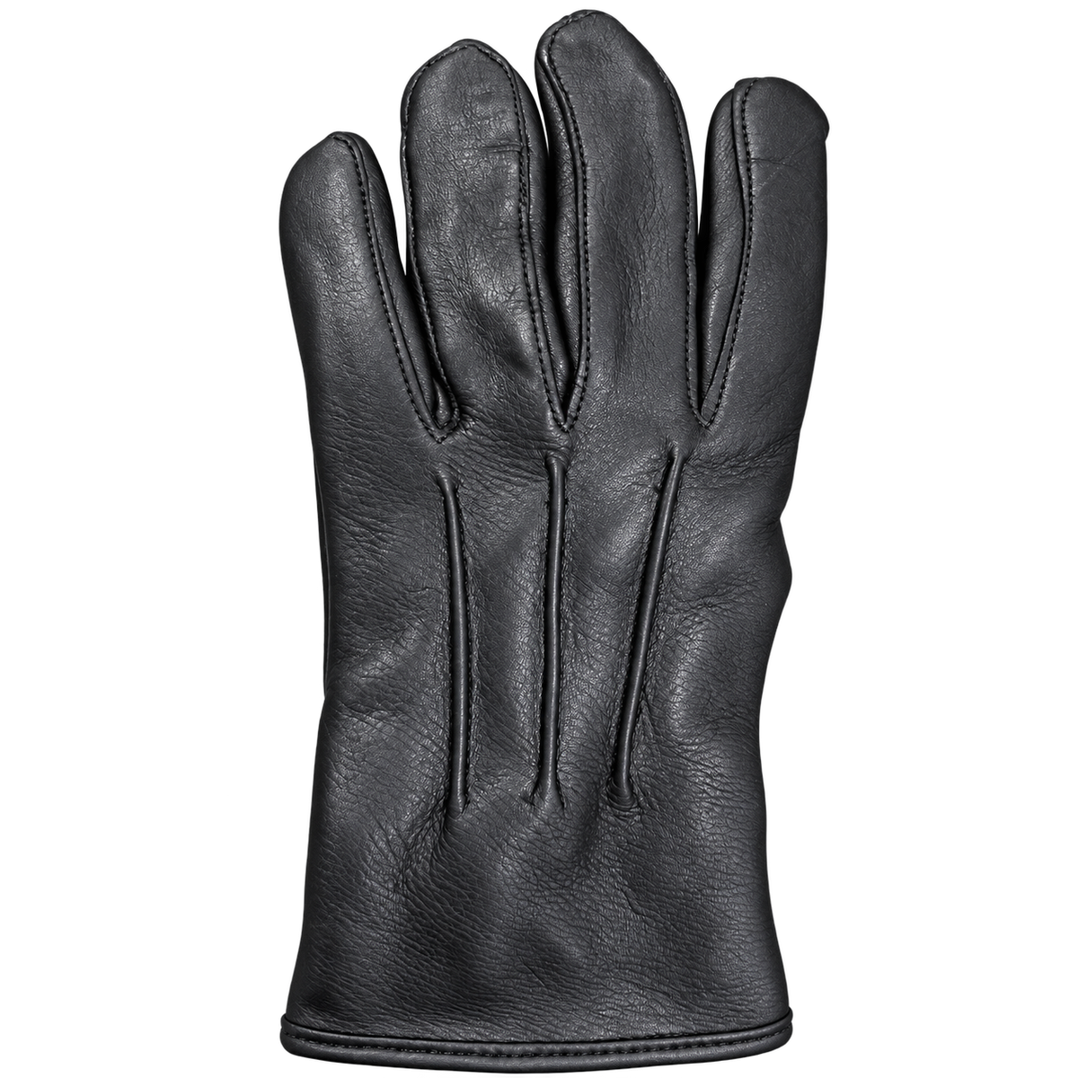 Hard Frost black deerskin glove, back-of-hand view showing three stitched lines