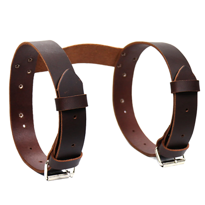 Heavy Brown Leather Motorcycle Bedroll Strap