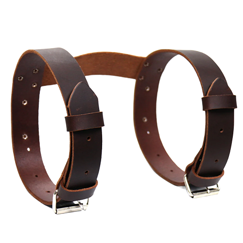 Heavy Brown Leather Motorcycle Bedroll Strap