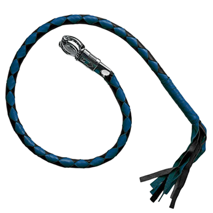 Blue & Black Leather Get Back Whip – Hand-Braided Genuine Leather