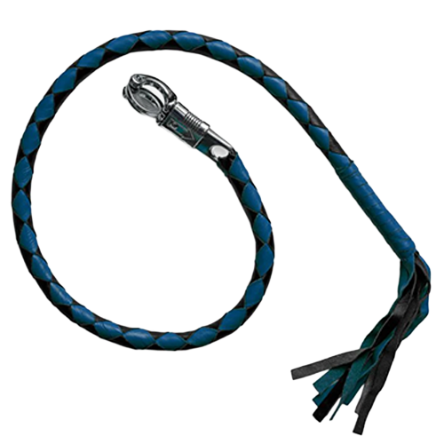 Blue & Black Leather Get Back Whip – Hand-Braided Genuine Leather