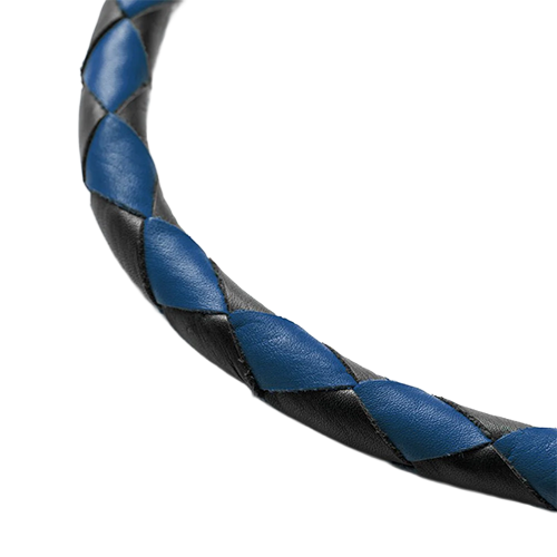 Braided Leather Whip – Blue & Black Color Combo