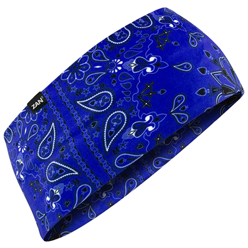 Moisture wicking blue paisley headband