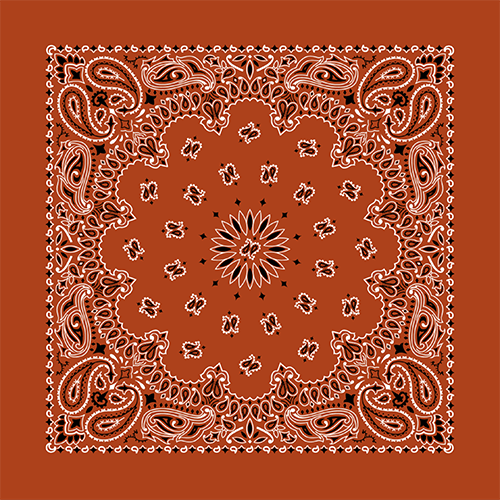 Burnt Orange Paisley Bandana 22x22 inches made in the USA