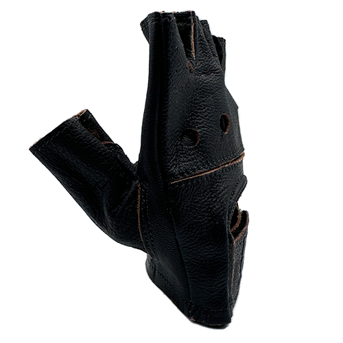 Vintage-style leather shorty biker gloves