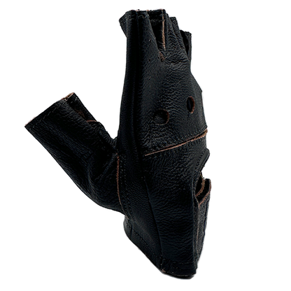 Vintage-style leather shorty biker gloves