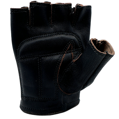 Close-up of perforated motorcycle gloves with padded palms