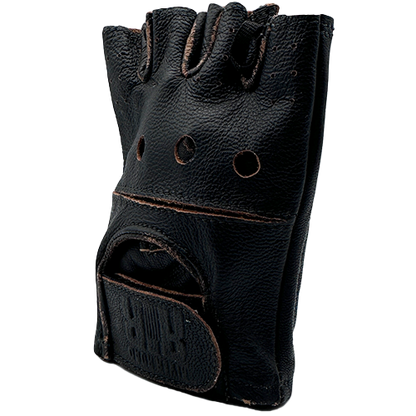Vintage-style leather shorty biker gloves