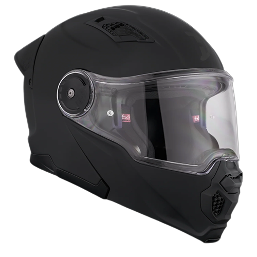 Front three-quarter view of the Daytona C6 modular motorcycle helmet featuring a clear anti-scratch visor and matte black finish.