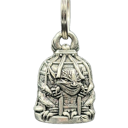 Caged Gremlin Bell In Pewter Design For Motorcycle Protection