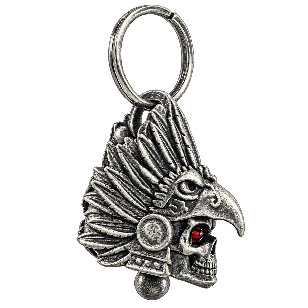 Aztec Eagle Skull Bell with Ruby Eyes