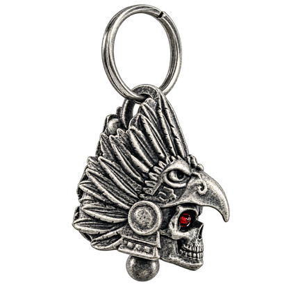 Aztec Eagle Skull Bell with Ruby Eyes