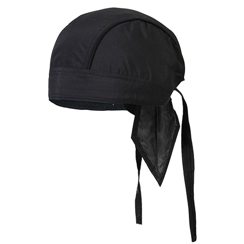 Angled view of the classic black lightweight head wrap.