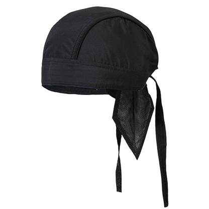 Angled view of the classic black lightweight head wrap.
