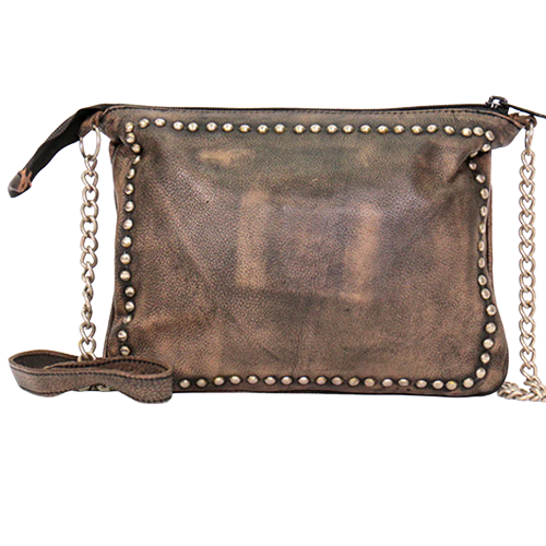 Leather CCW Purse With Studded Detail And Chain Strap