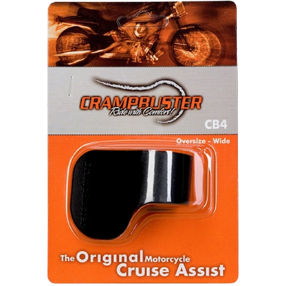 Crambuster motorcycle cruise assist product packaging with motorcycle image on top