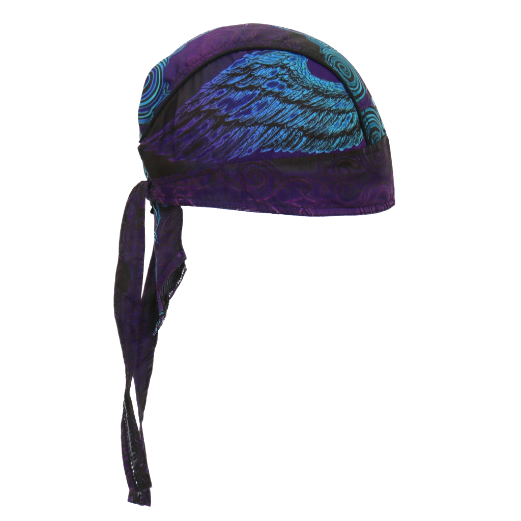 Motorcycle Headwrap With Cross And Fleur De Lis Design Side View