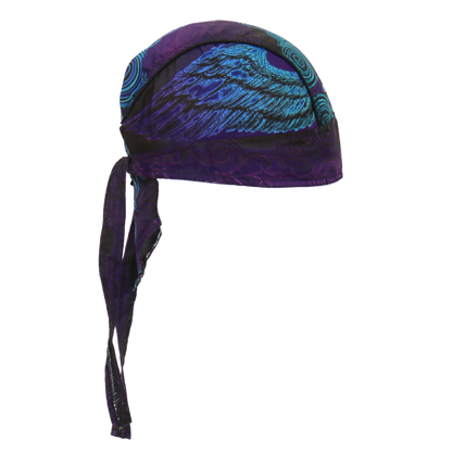 Motorcycle Headwrap With Cross And Fleur De Lis Design Side View