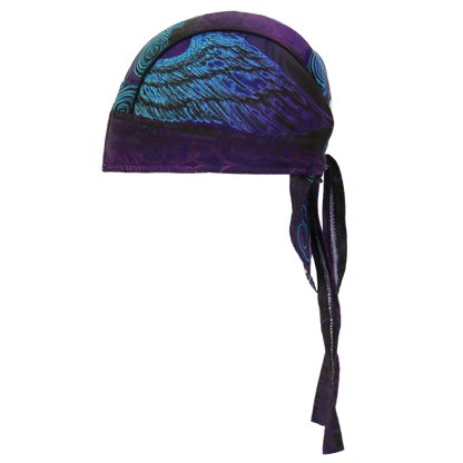 Motorcycle Headwrap With Cross And Fleur De Lis Design Side View